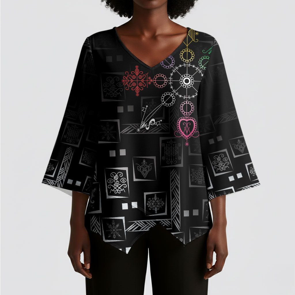 Afro Haiti Vodou Milokan Kimono Sleeve Blouse