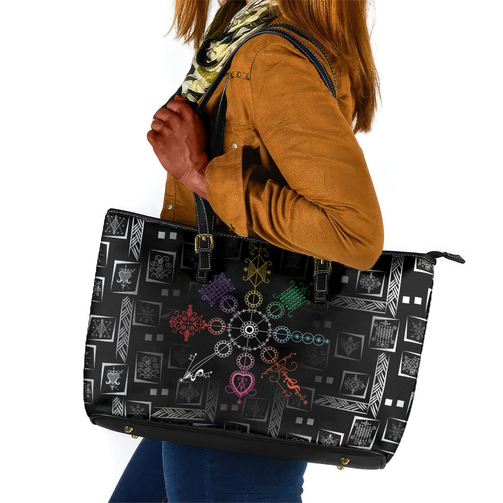 Afro Haiti Vodou Milokan Leather Tote Bag