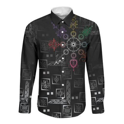 Afro Haiti Vodou Milokan Long Sleeve Button Shirt