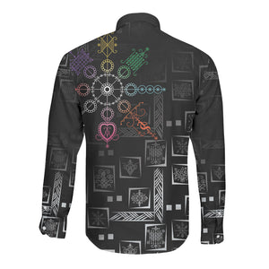 Afro Haiti Vodou Milokan Long Sleeve Button Shirt