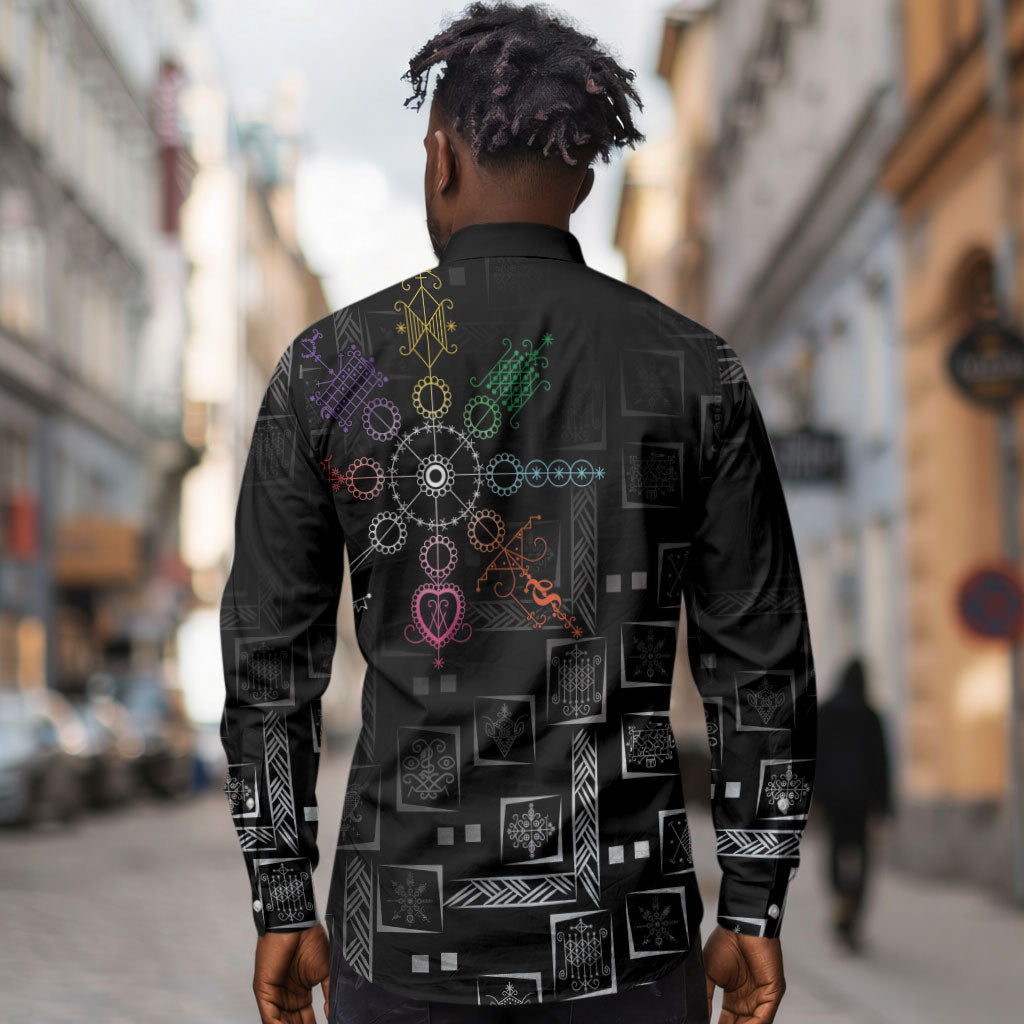 Afro Haiti Vodou Milokan Long Sleeve Button Shirt
