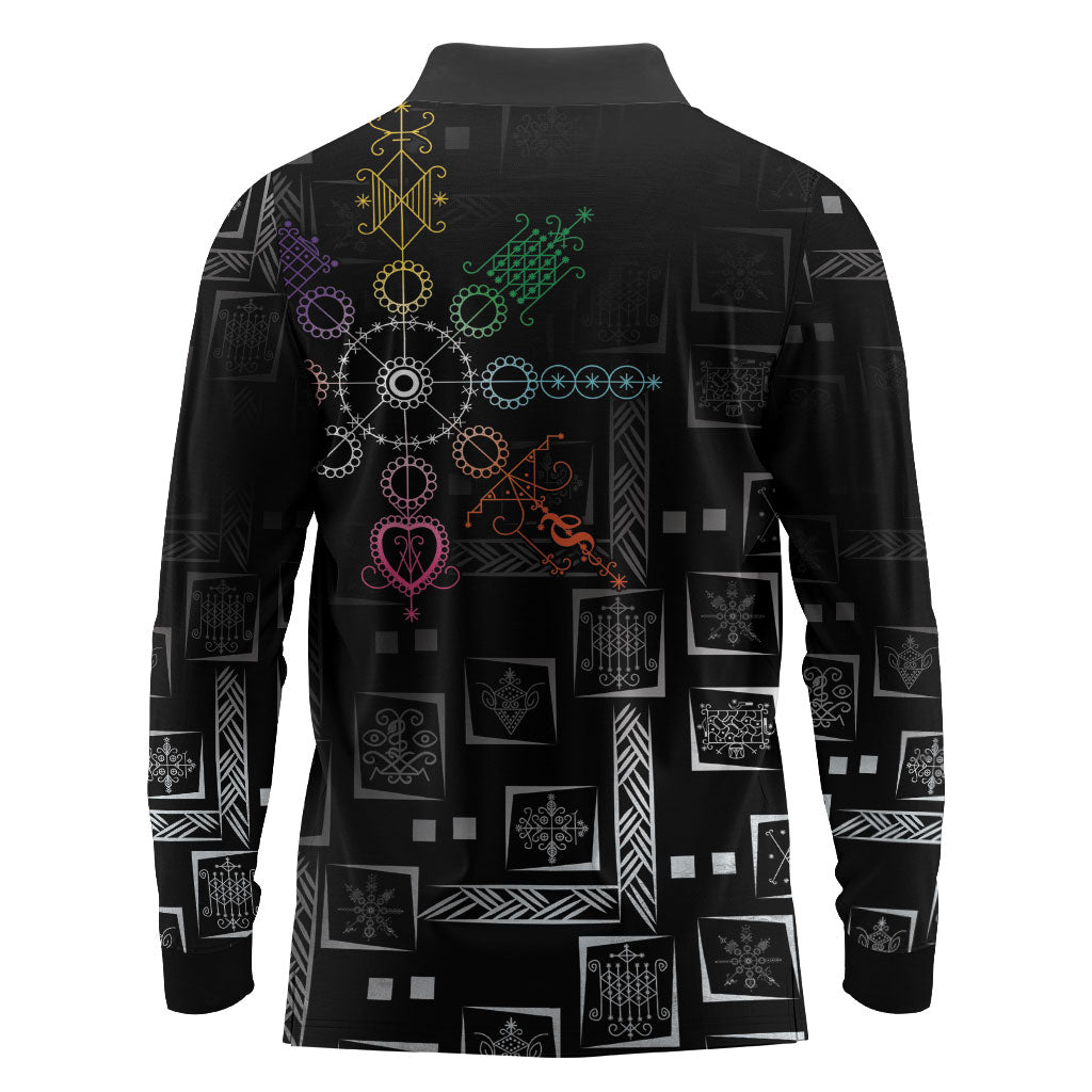 Afro Haiti Vodou Milokan Long Sleeve Polo Shirt