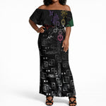 Afro Haiti Vodou Milokan Off Shoulder Maxi Dress