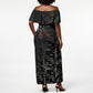 Afro Haiti Vodou Milokan Off Shoulder Maxi Dress