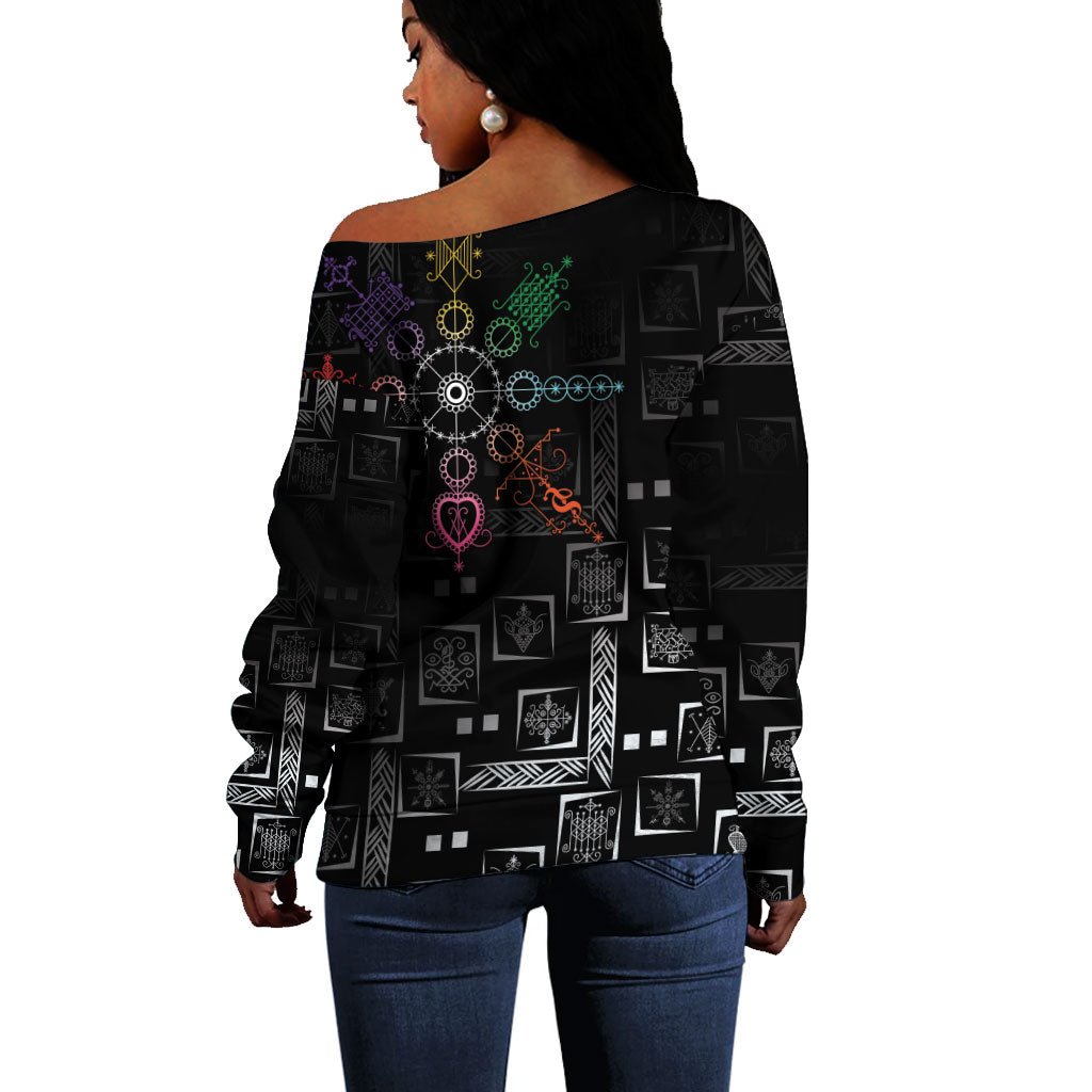 Afro Haiti Vodou Milokan Off Shoulder Sweater