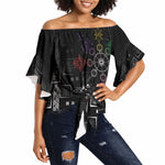 Afro Haiti Vodou Milokan Off Shoulder Wrap Waist Top