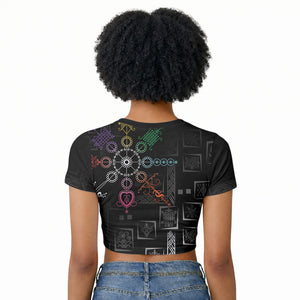 Afro Haiti Vodou Milokan Raglan Cropped T shirt