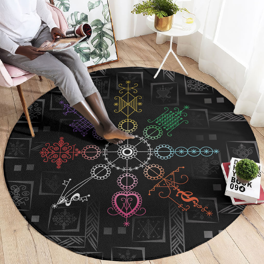 Afro Haiti Vodou Milokan Round Carpet