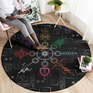 Afro Haiti Vodou Milokan Round Carpet