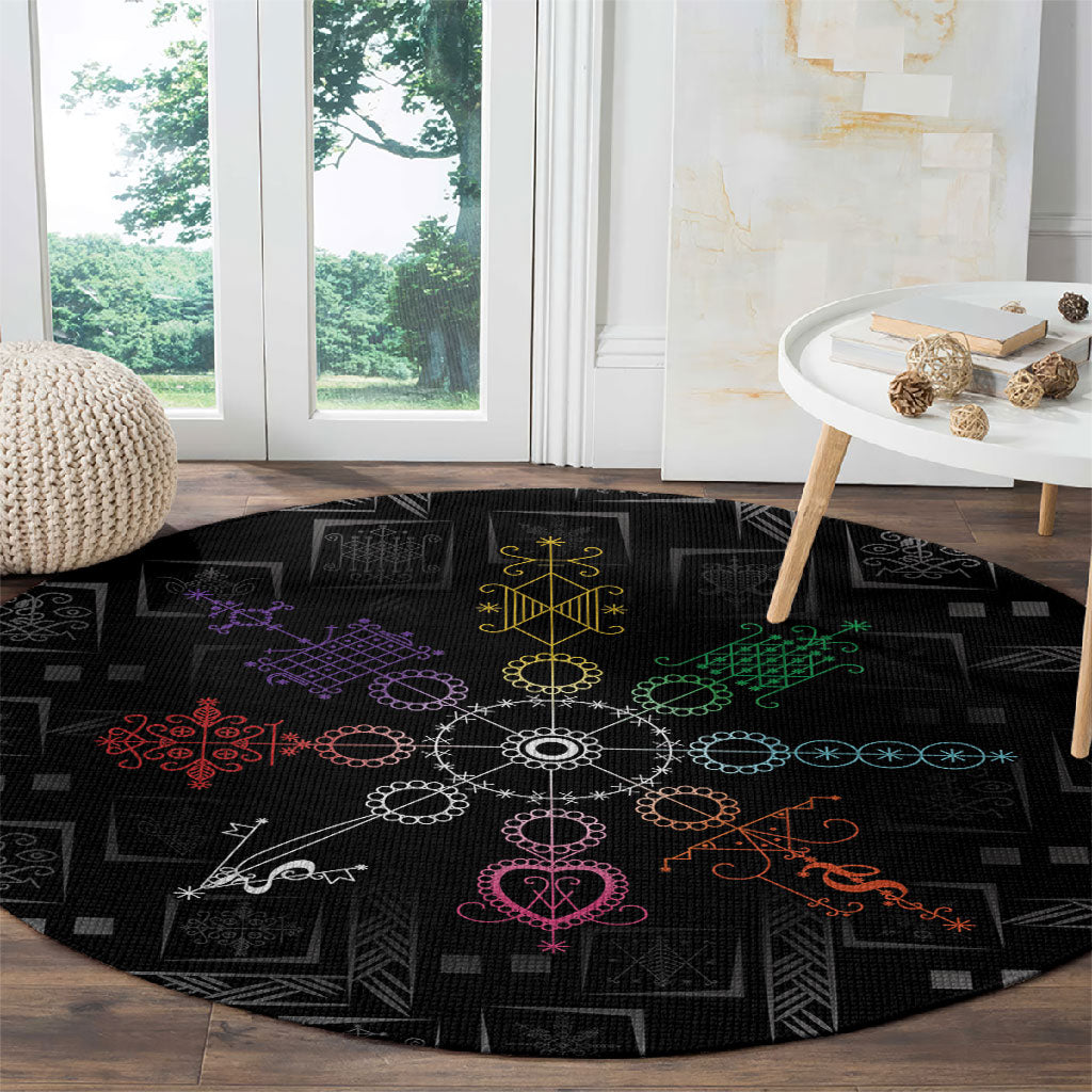 Afro Haiti Vodou Milokan Round Carpet