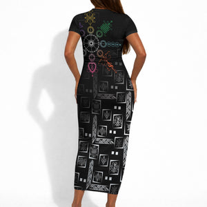 Afro Haiti Vodou Milokan Short Sleeve Bodycon Dress