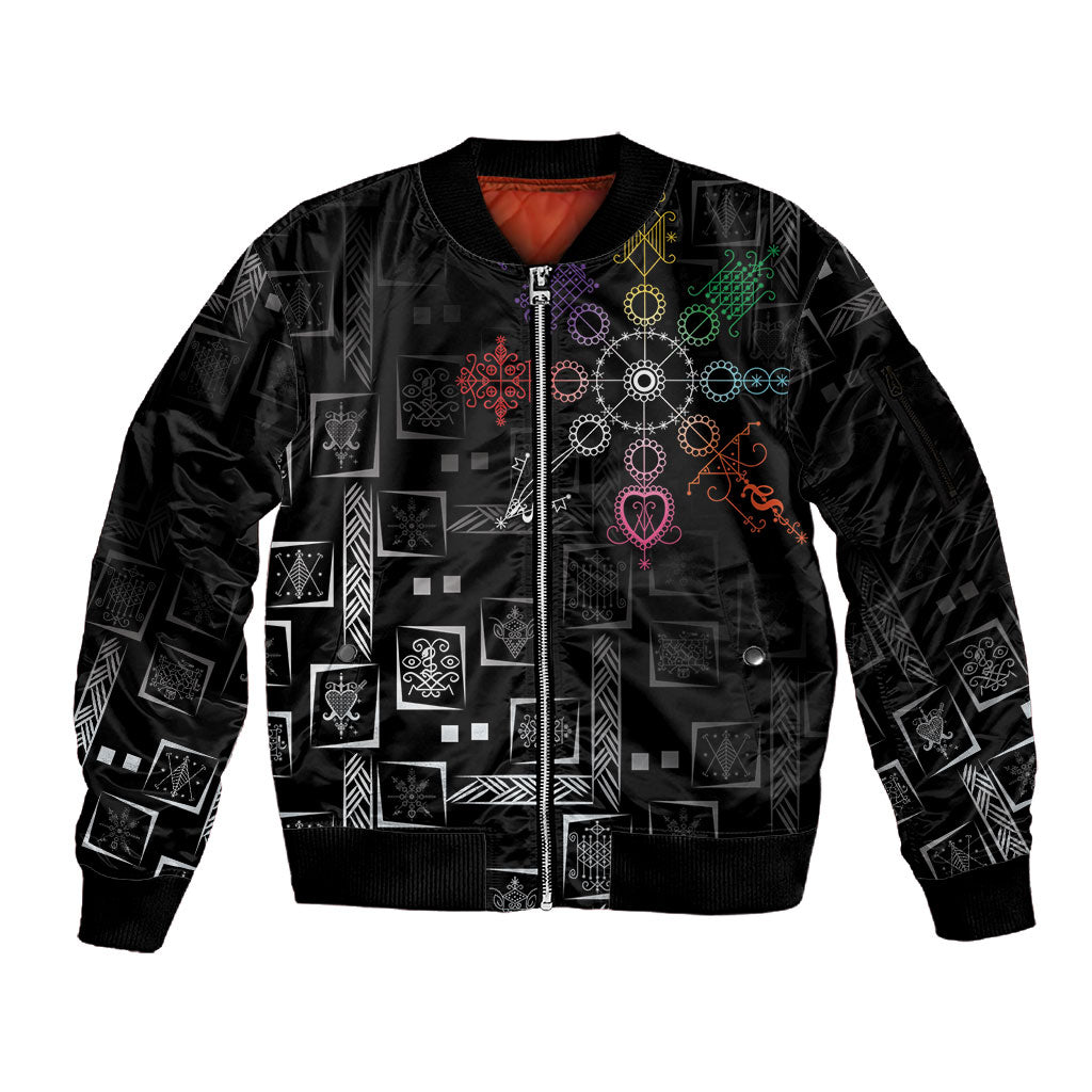 Afro Haiti Vodou Milokan Sleeve Zip Bomber Jacket