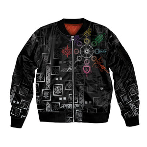 Afro Haiti Vodou Milokan Sleeve Zip Bomber Jacket