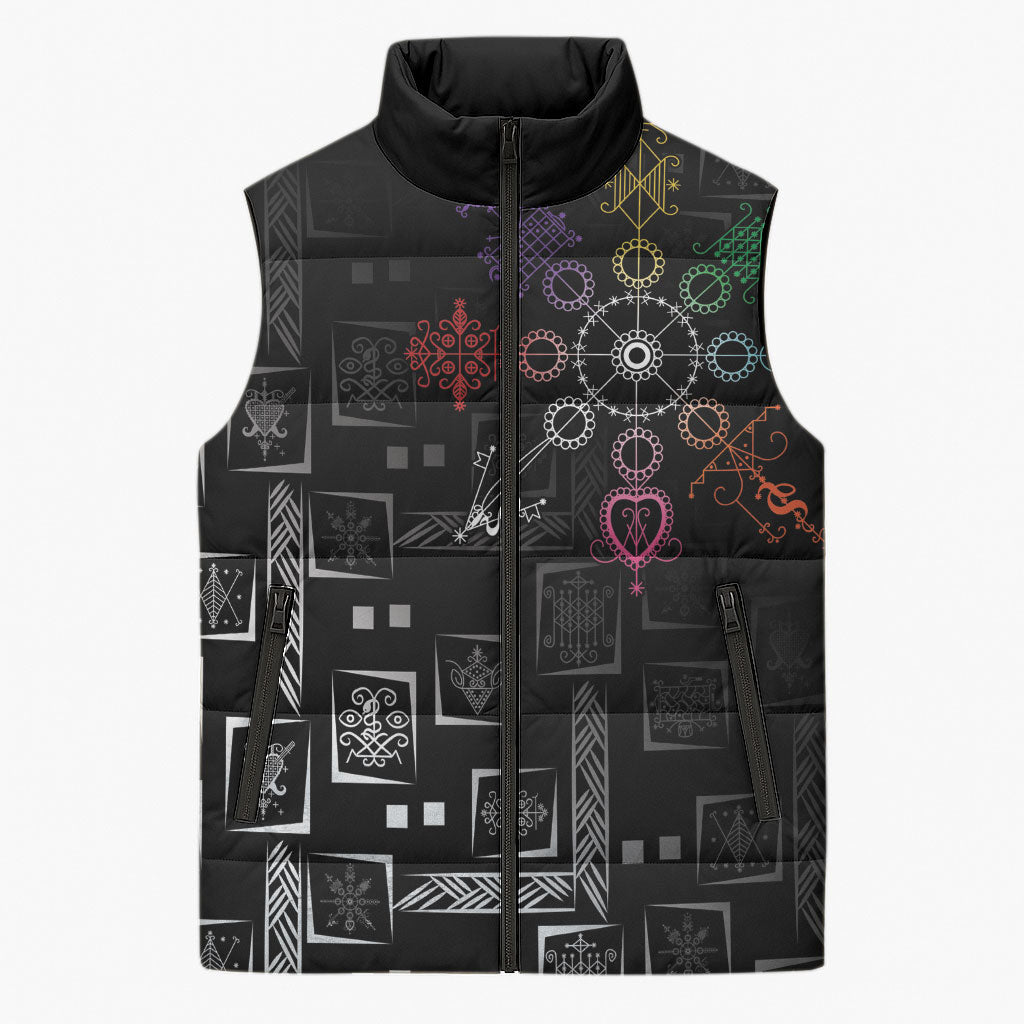 Afro Haiti Vodou Milokan Sleeveless Puffer Jacket