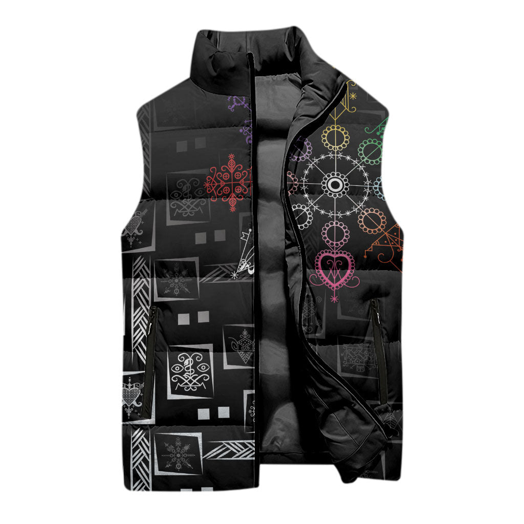 Afro Haiti Vodou Milokan Sleeveless Puffer Jacket