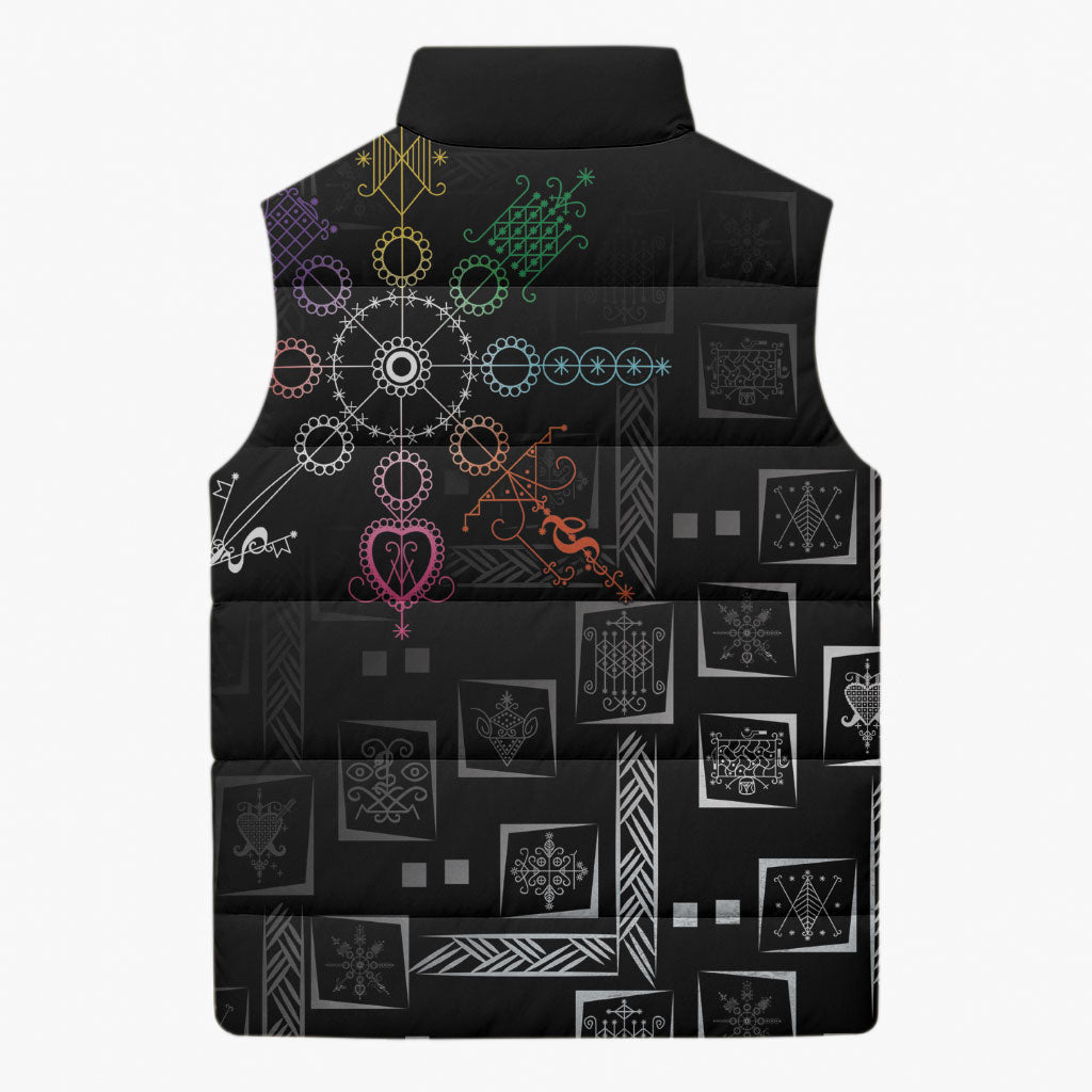 Afro Haiti Vodou Milokan Sleeveless Puffer Jacket