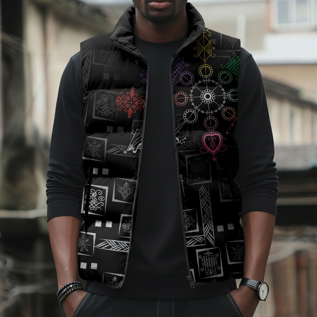Afro Haiti Vodou Milokan Sleeveless Puffer Jacket