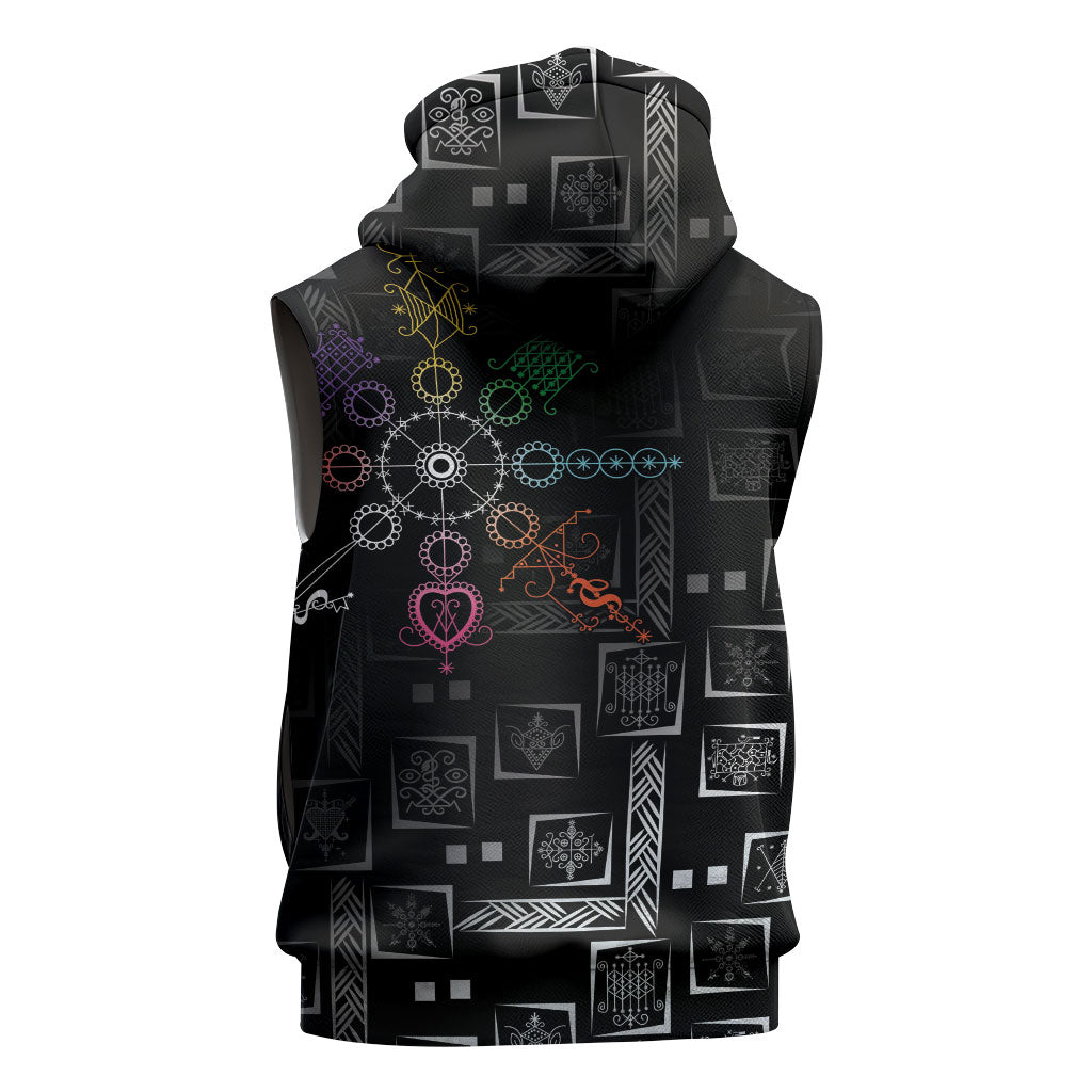 Afro Haiti Vodou Milokan Sleeveless Zip Hoodie