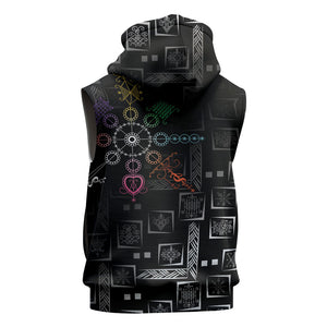 Afro Haiti Vodou Milokan Sleeveless Zip Hoodie