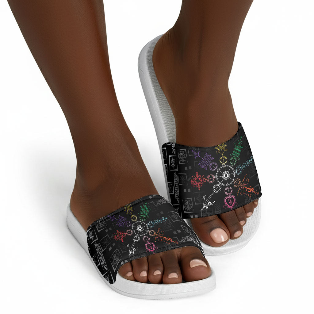 Afro Haiti Vodou Milokan Slide Sandals