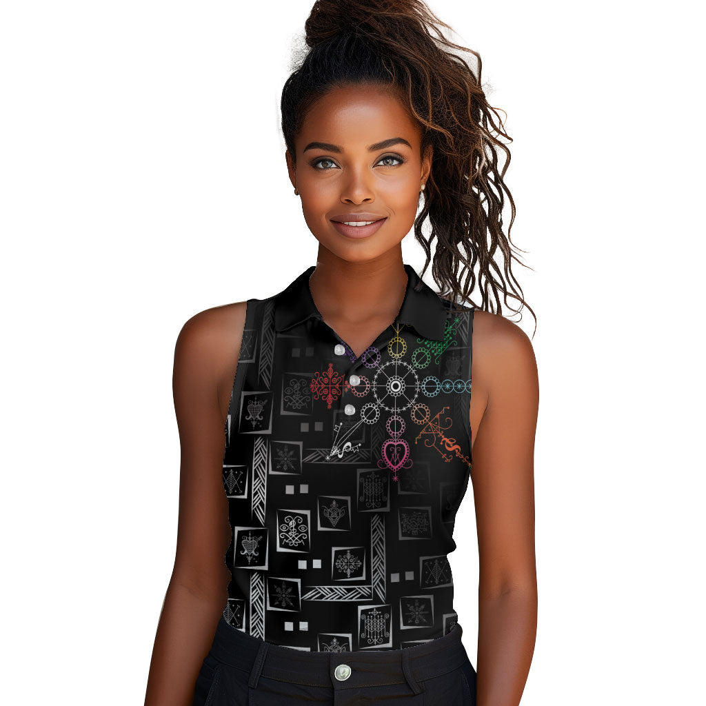Afro Haiti Vodou Milokan Women Sleeveless Polo Shirt