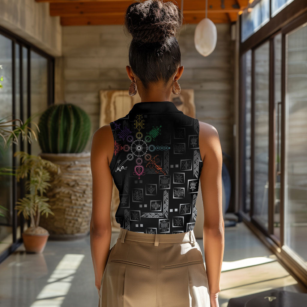 Afro Haiti Vodou Milokan Women Sleeveless Polo Shirt