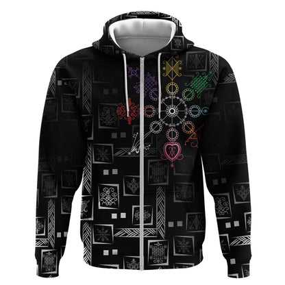 Afro Haiti Vodou Milokan Zip Hoodie
