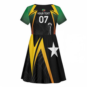 St Kitts and Nevis Cricket Custom Afro Kid Short Sleeve Dress Go Patriots Go Champions - African Pride