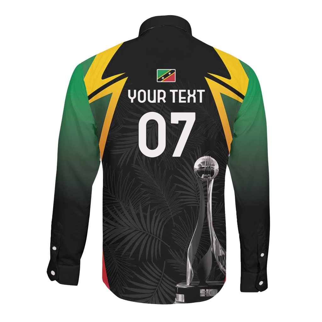 St Kitts and Nevis Cricket Custom Afro Long Sleeve Button Shirt Go Patriots Go Champions - African Pride