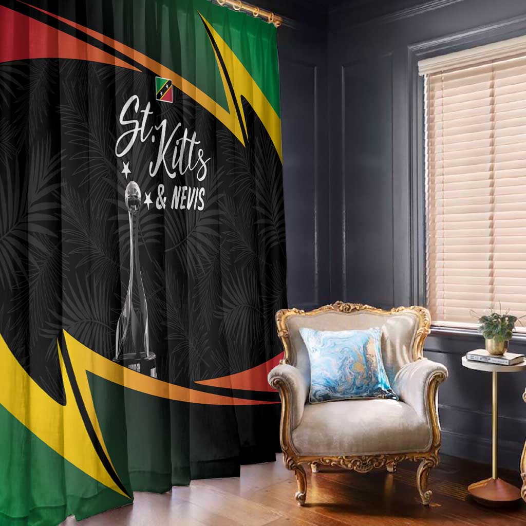 St Kitts and Nevis Cricket Afro Window Curtain Go Patriots Go Champions - African Pride