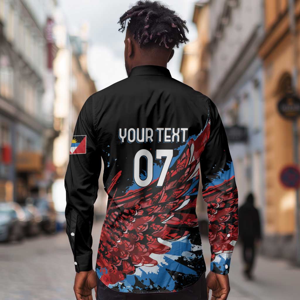 Afro-Antigua and Barbuda Cricket Custom Long Sleeve Button Shirt Falcons Wings - Take Off - African Pride