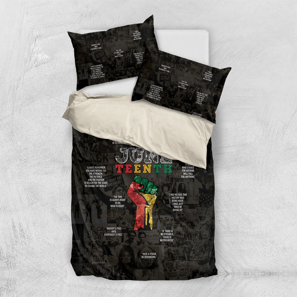 Juneteenth Black History Bedding Set Inspirational Quotes Collage