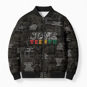 Juneteenth Black History Bomber Puffer Jacket Inspirational Quotes Collage
