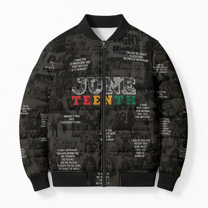 Juneteenth Black History Bomber Puffer Jacket Inspirational Quotes Collage