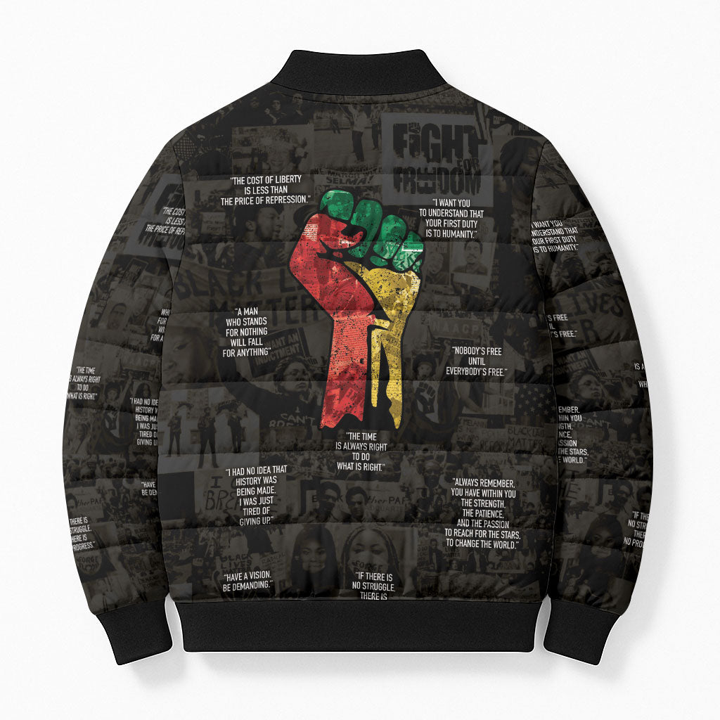 Juneteenth Black History Bomber Puffer Jacket Inspirational Quotes Collage