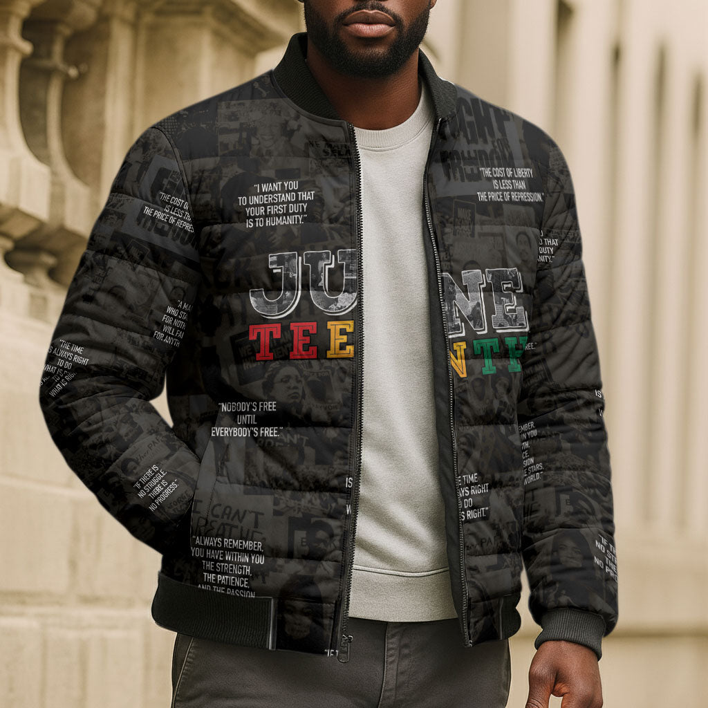Juneteenth Black History Bomber Puffer Jacket Inspirational Quotes Collage