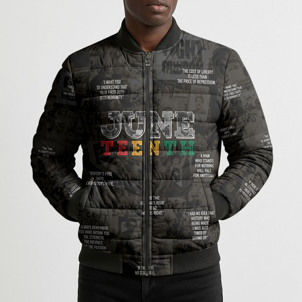 Juneteenth Black History Bomber Puffer Jacket Inspirational Quotes Collage