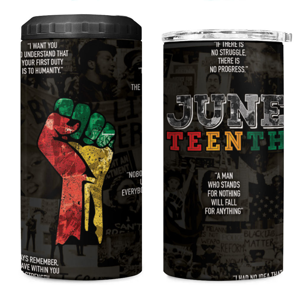Juneteenth Black History 4 in 1 Can Cooler Tumbler Inspirational Quotes Collage