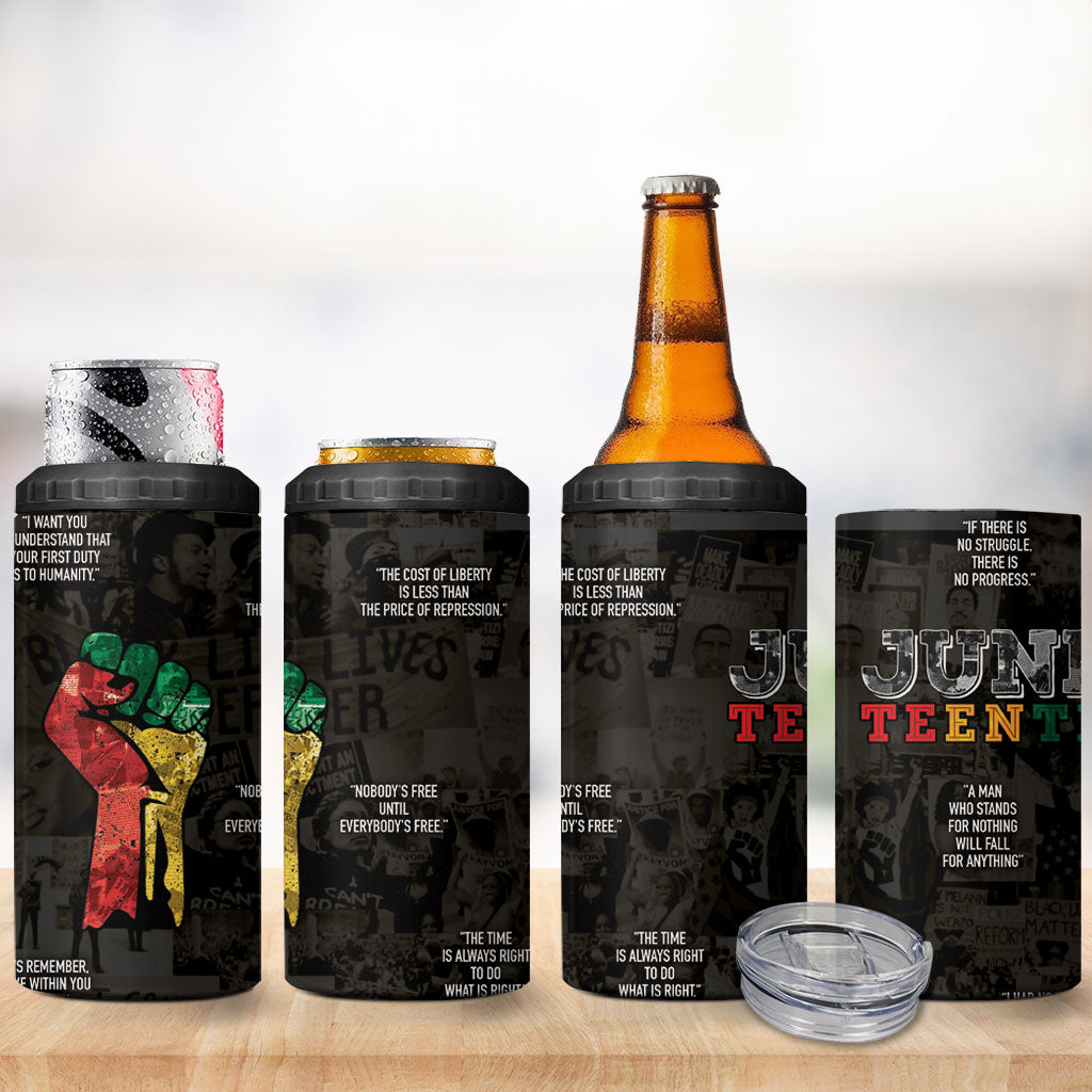 Juneteenth Black History 4 in 1 Can Cooler Tumbler Inspirational Quotes Collage
