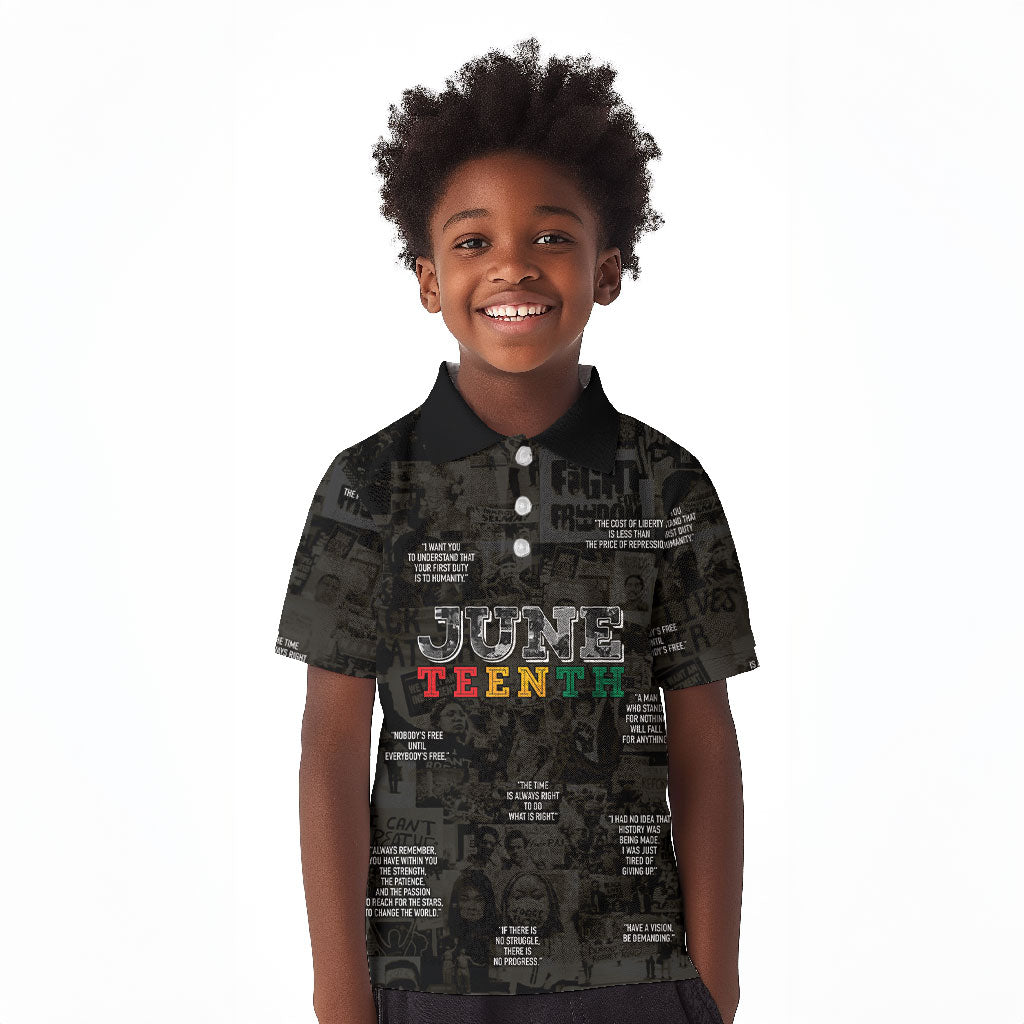 Juneteenth Black History Kid Polo Shirt Inspirational Quotes Collage