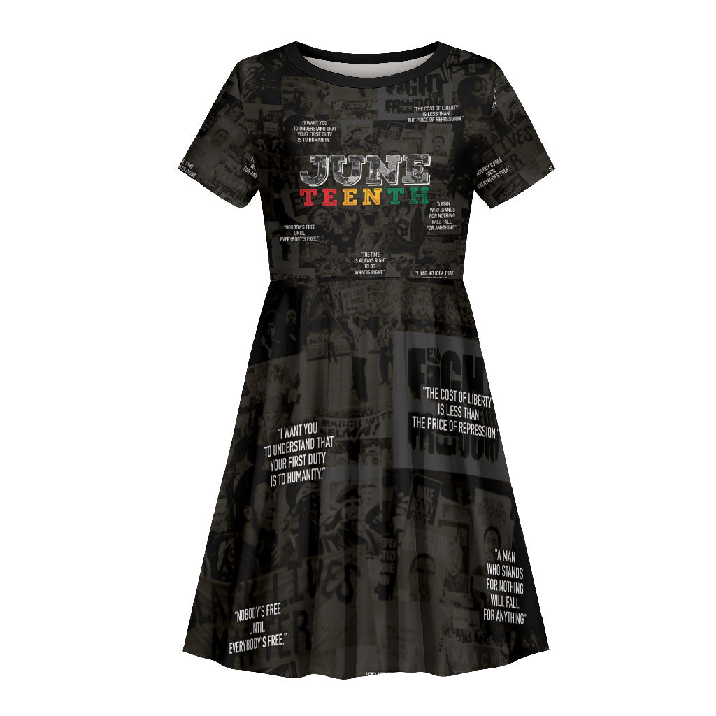 Juneteenth Black History Kid Short Sleeve Dress Inspirational Quotes Collage