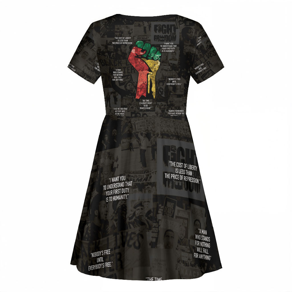 Juneteenth Black History Kid Short Sleeve Dress Inspirational Quotes Collage