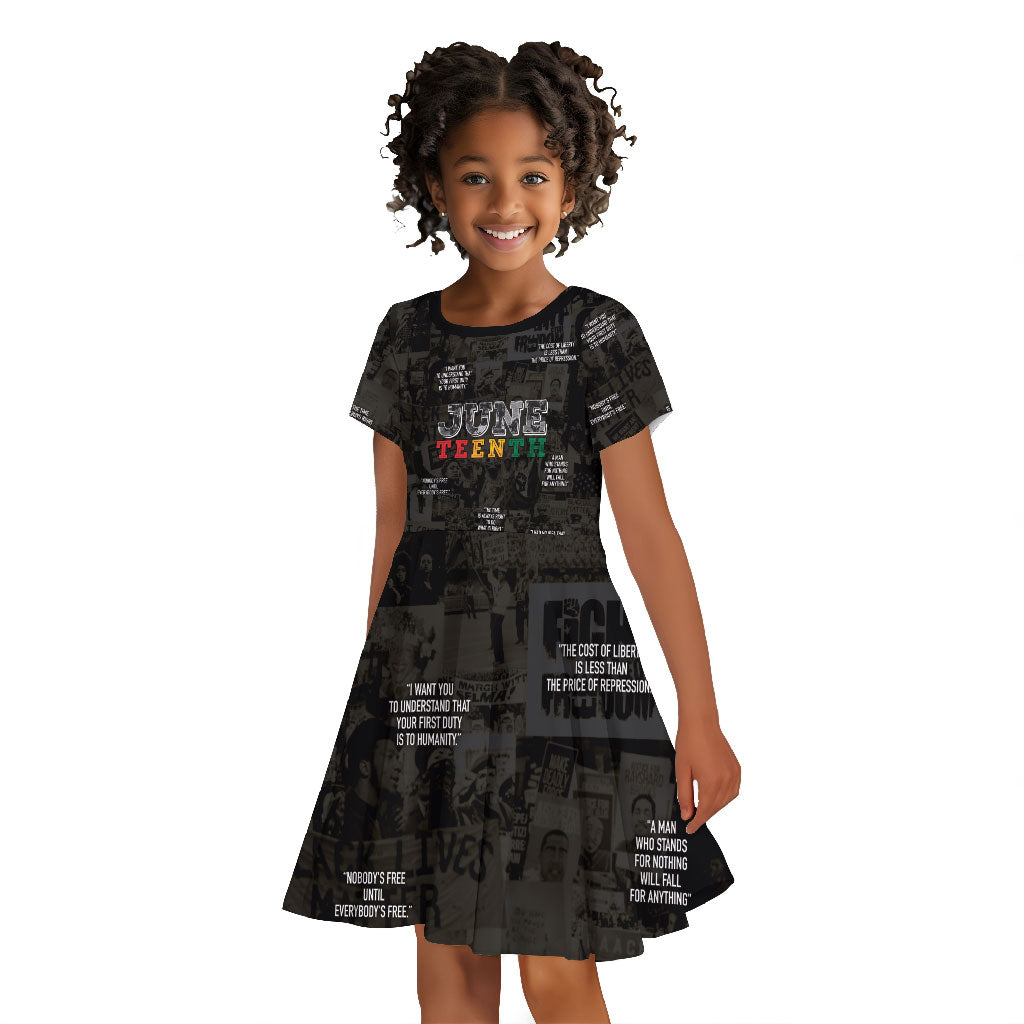 Juneteenth Black History Kid Short Sleeve Dress Inspirational Quotes Collage