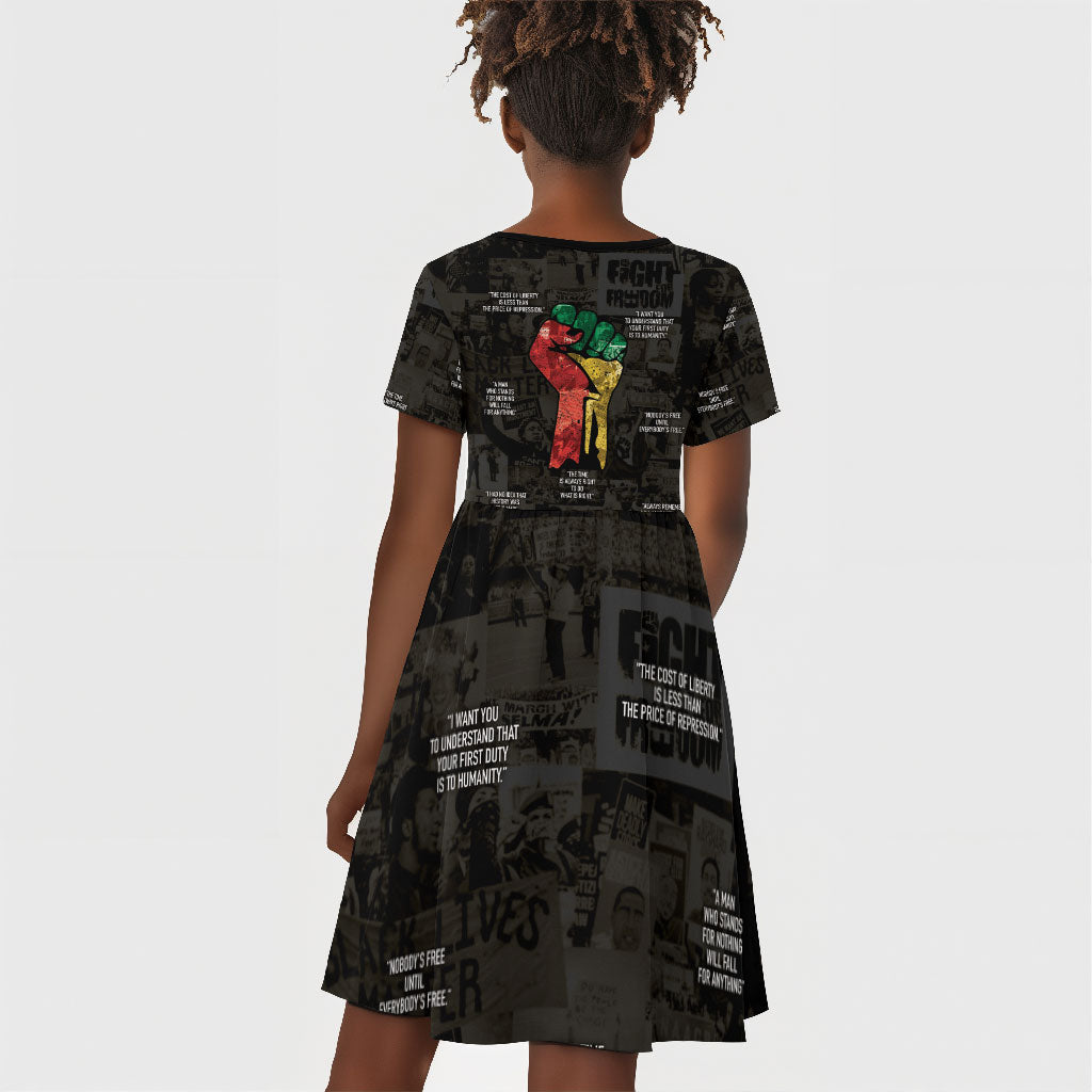 Juneteenth Black History Kid Short Sleeve Dress Inspirational Quotes Collage
