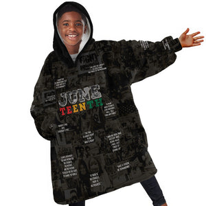 Juneteenth Black History Kid Wearable Blanket Hoodie Inspirational Quotes Collage