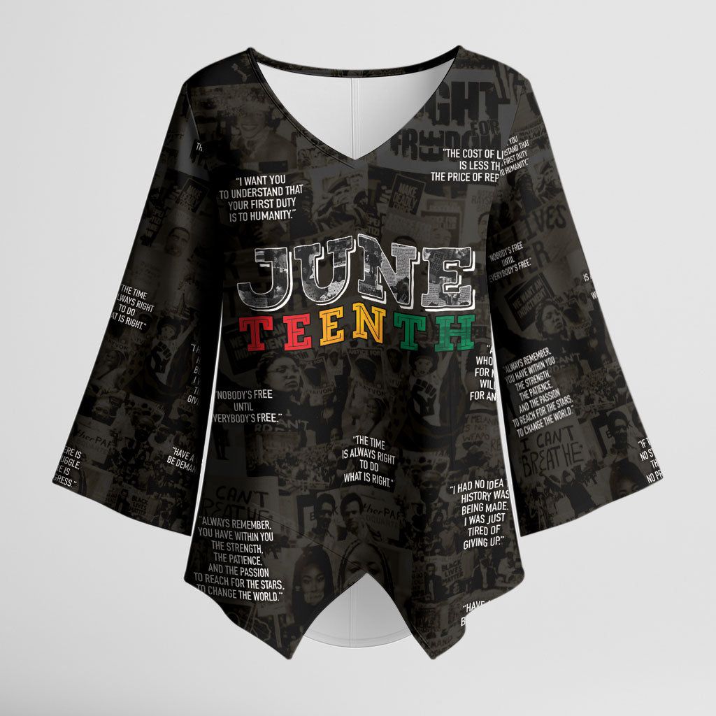 Juneteenth Black History Kimono Sleeve Blouse Inspirational Quotes Collage
