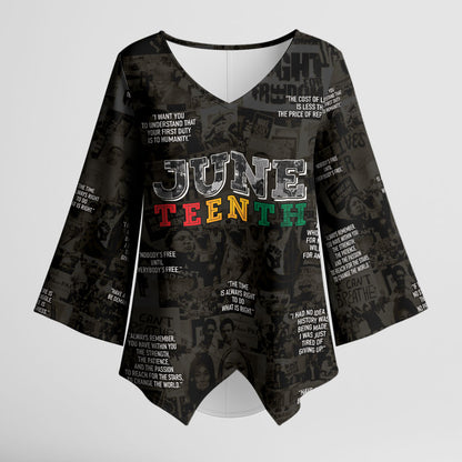 Juneteenth Black History Kimono Sleeve Blouse Inspirational Quotes Collage