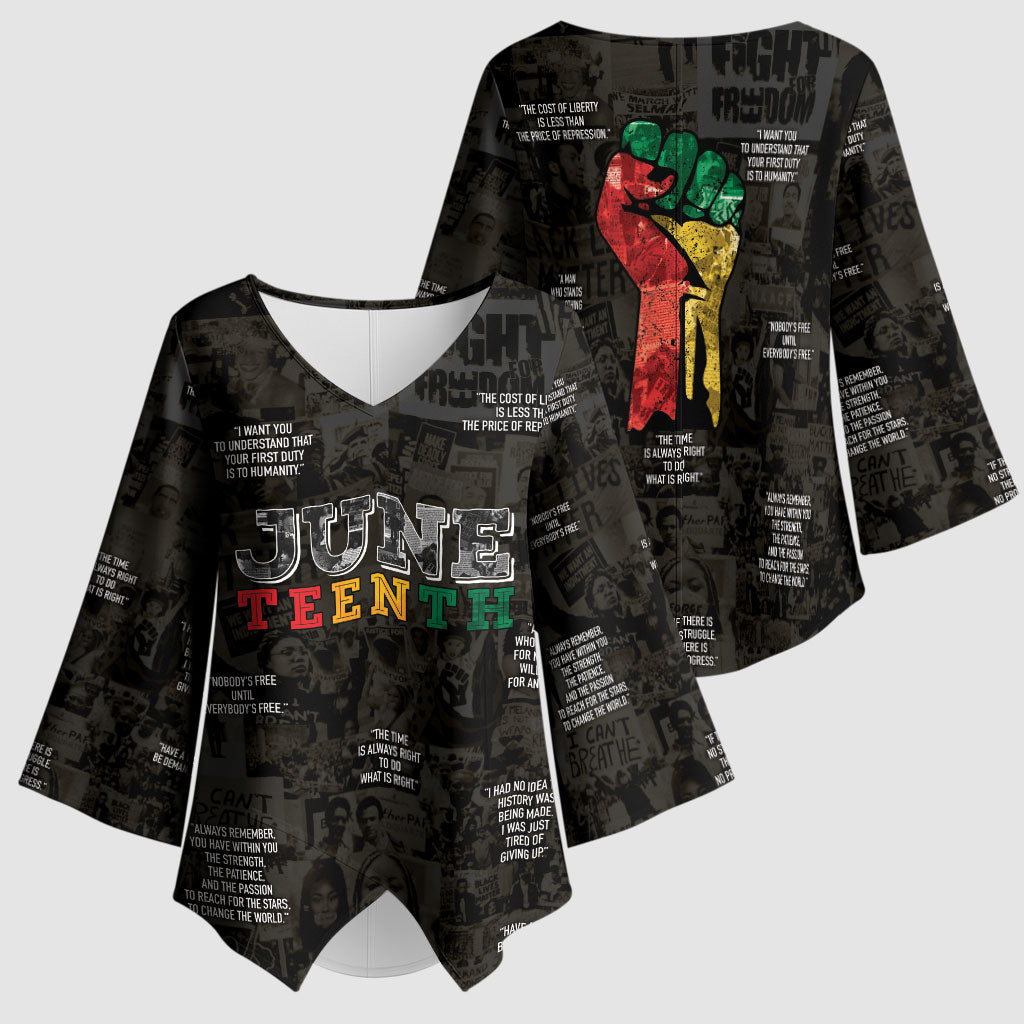 Juneteenth Black History Kimono Sleeve Blouse Inspirational Quotes Collage