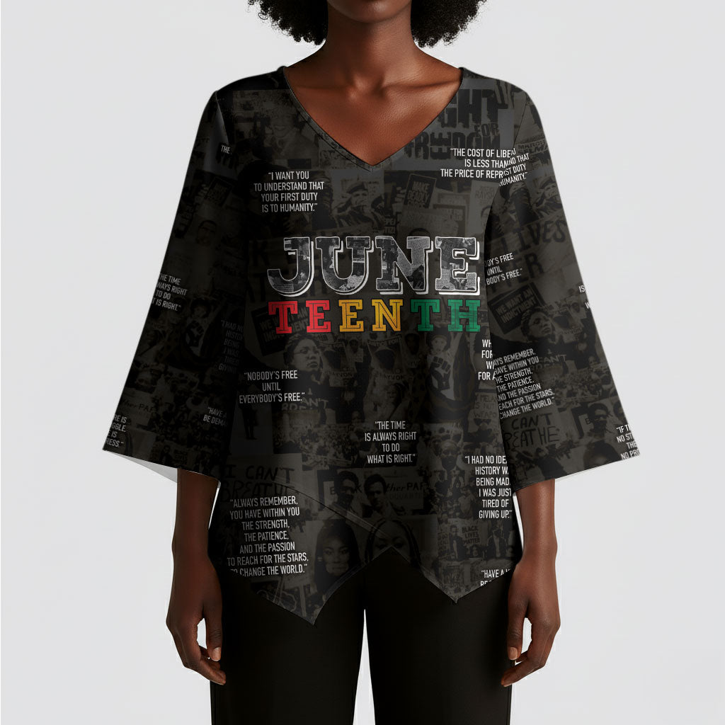 Juneteenth Black History Kimono Sleeve Blouse Inspirational Quotes Collage