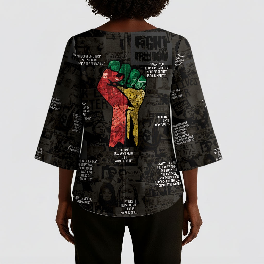 Juneteenth Black History Kimono Sleeve Blouse Inspirational Quotes Collage
